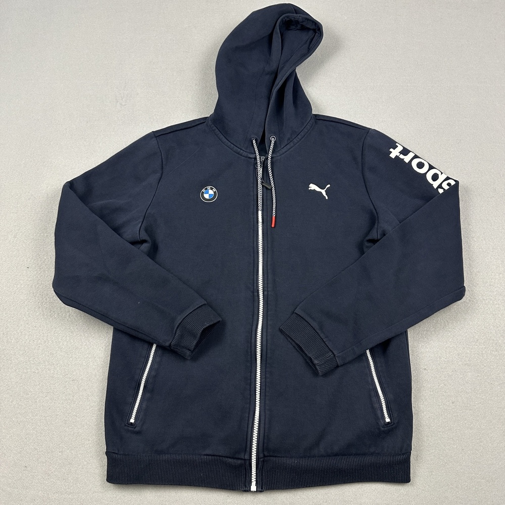 PUMA Hoodie Men Small Blue BMW Motorsport Logo Full Zip Hooded Casual S